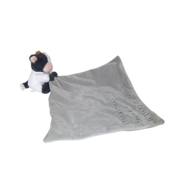Mud Pie Cow Moo Moo Gray With Sound Lovey Security Blanket 14" X 13" - Picture 7 of 8